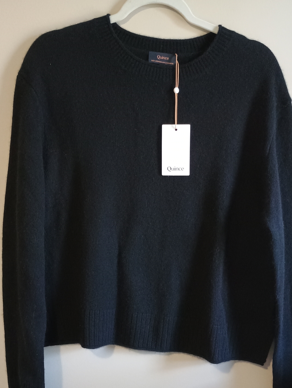 Quince 100% Mongolian Cashmere Boxy Crewneck Sweater Black M NWTS